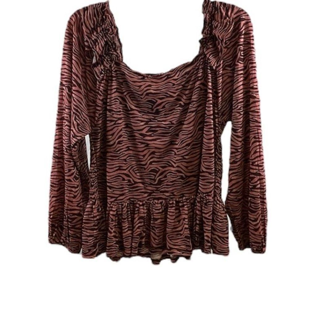 Loft NWT Animal Print Peplum Ruffled Blouse Size L